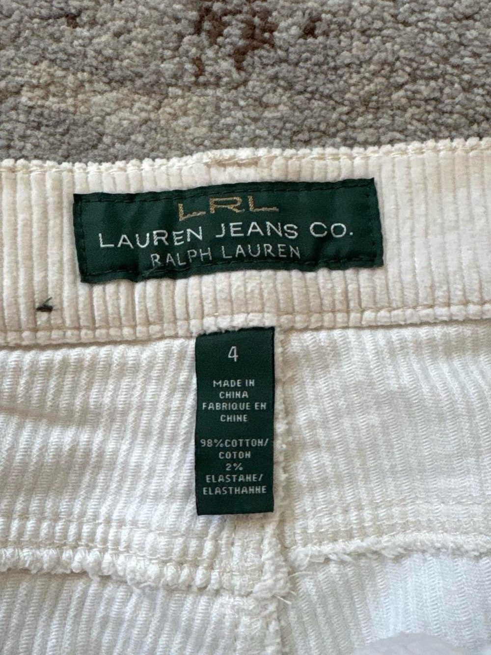 Vintage Y2K Lauren Ralph Lauren Cream Corduroy Pants Straight Leg - Picture 3 of 4
